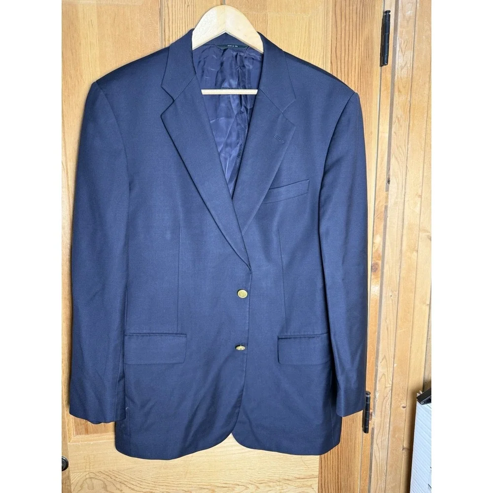 Brooks Brothers Country Club X Loro Piana Navy w Gold Mens Blazer Jacket 42R USA